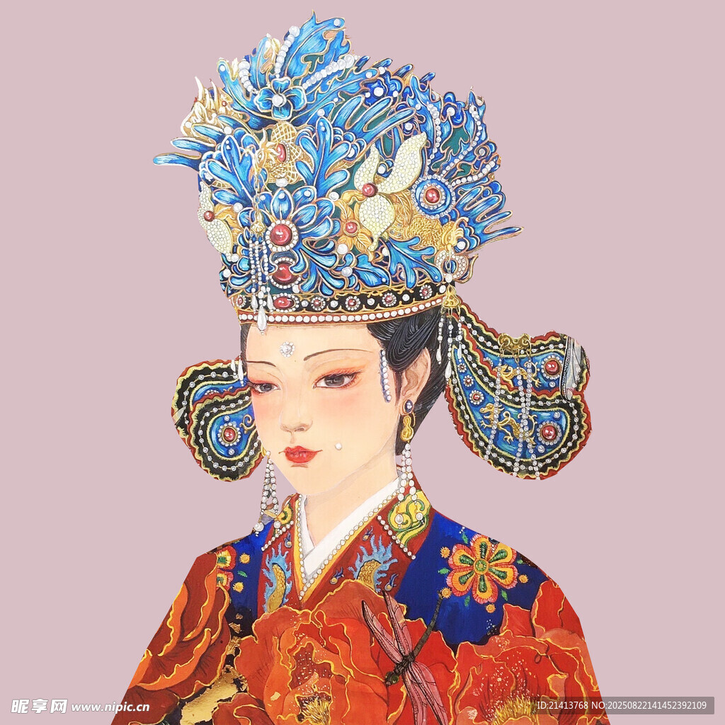 华丽古装女子头戴凤冠
