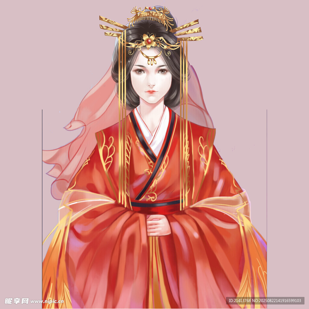 古风红衣女子华丽扮相