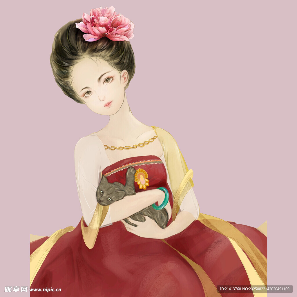 古风少女持书优雅端坐