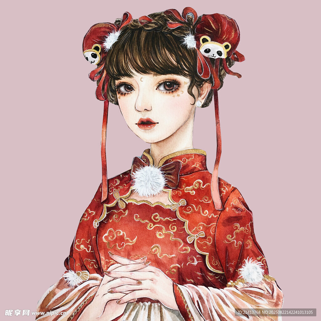 古风少女身着中式传统服饰