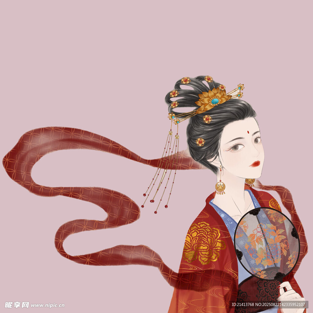 古风汉服女子 飘带飞扬