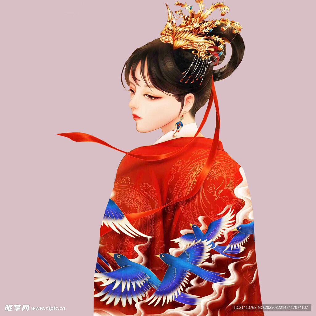 古风红衣女子 华丽服饰
