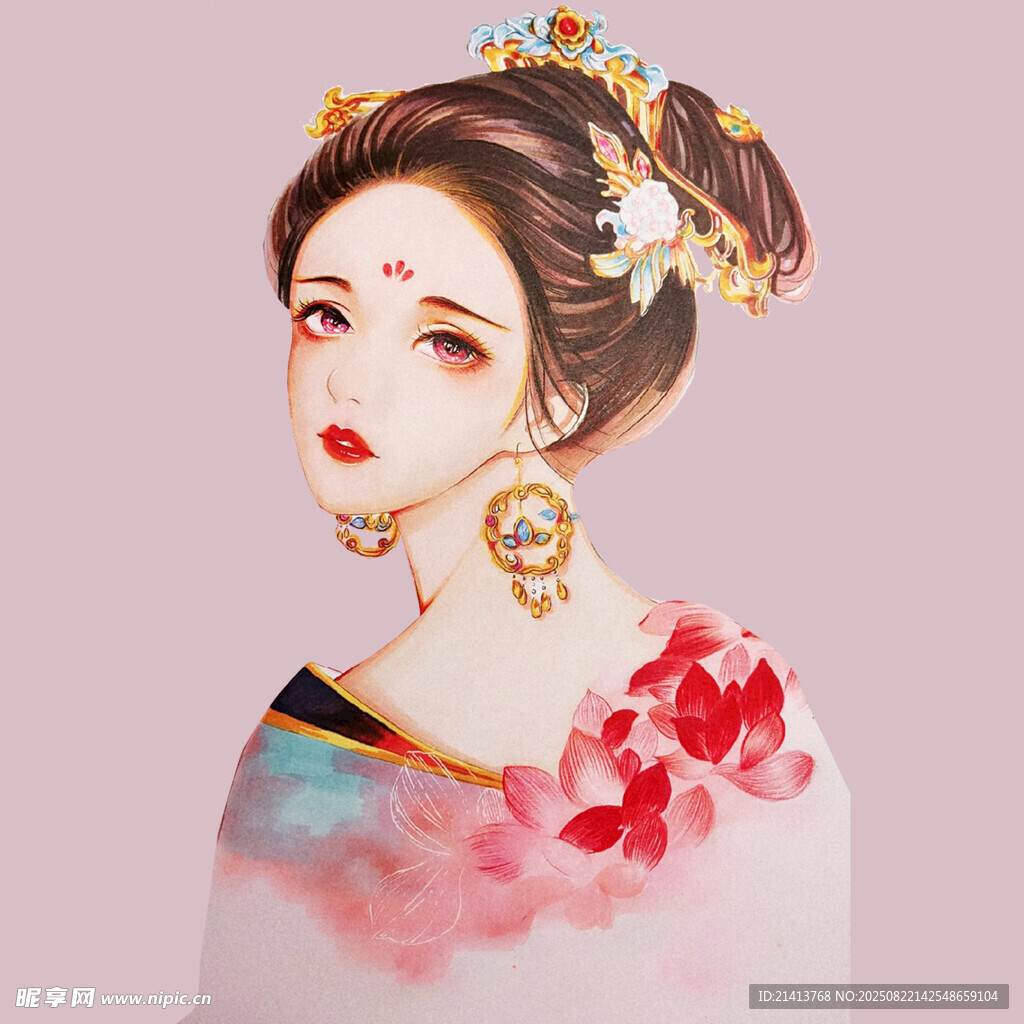 古风女子簪花典雅造型