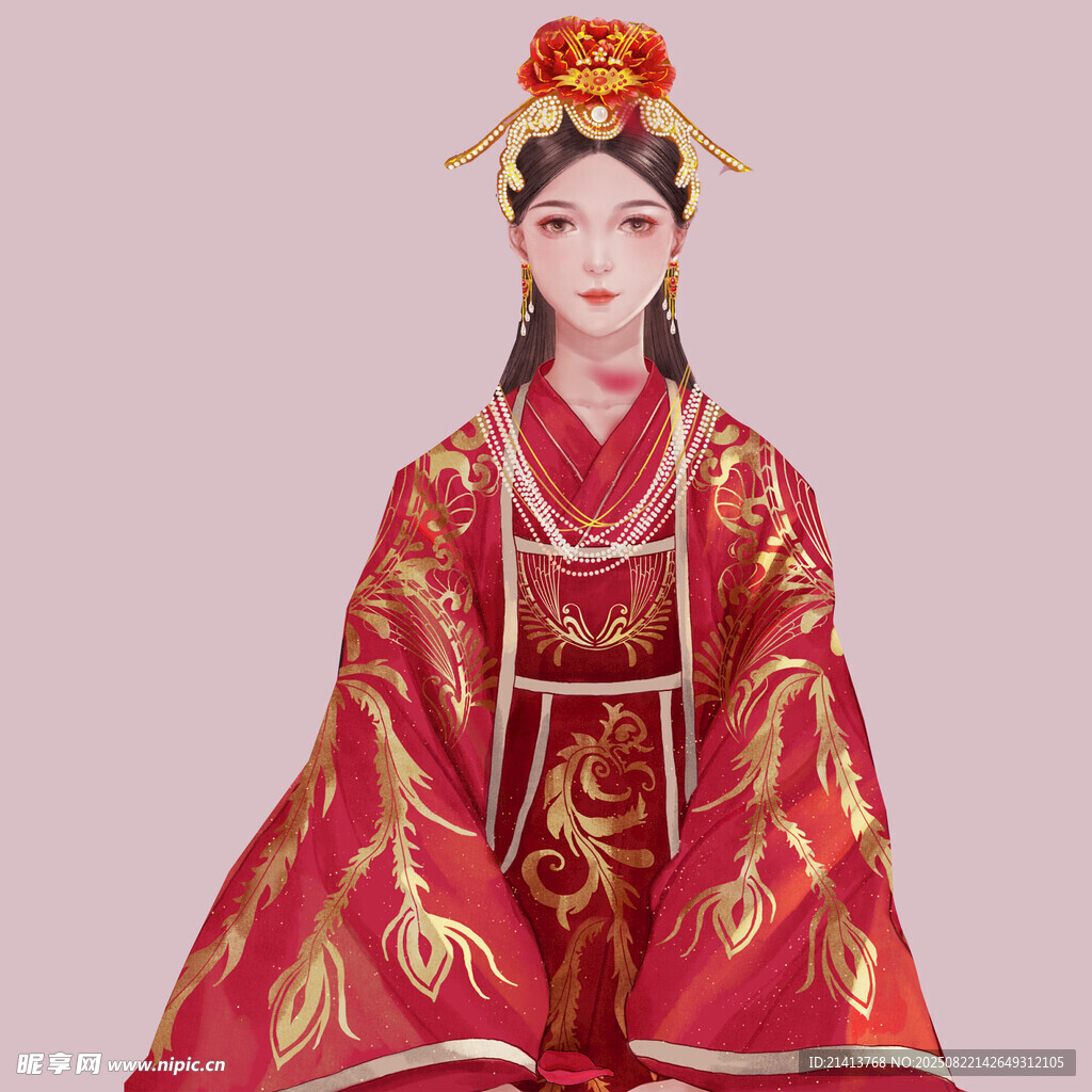 古风红衣女子华丽服饰造型