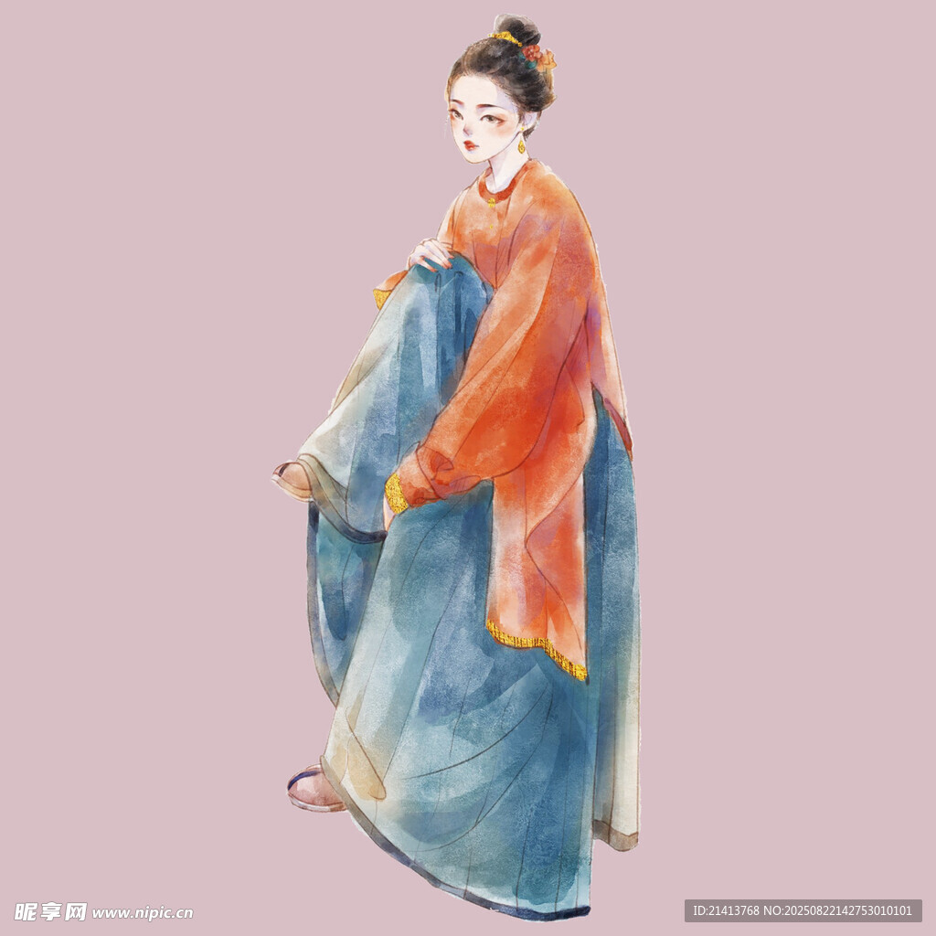古风女子身着飘逸传统服饰