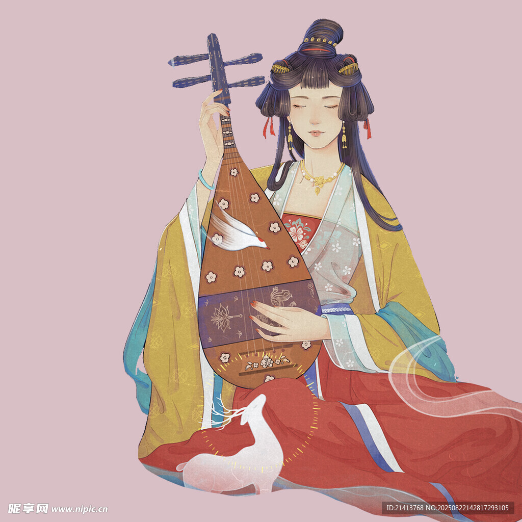 古风女子优雅弹奏琵琶