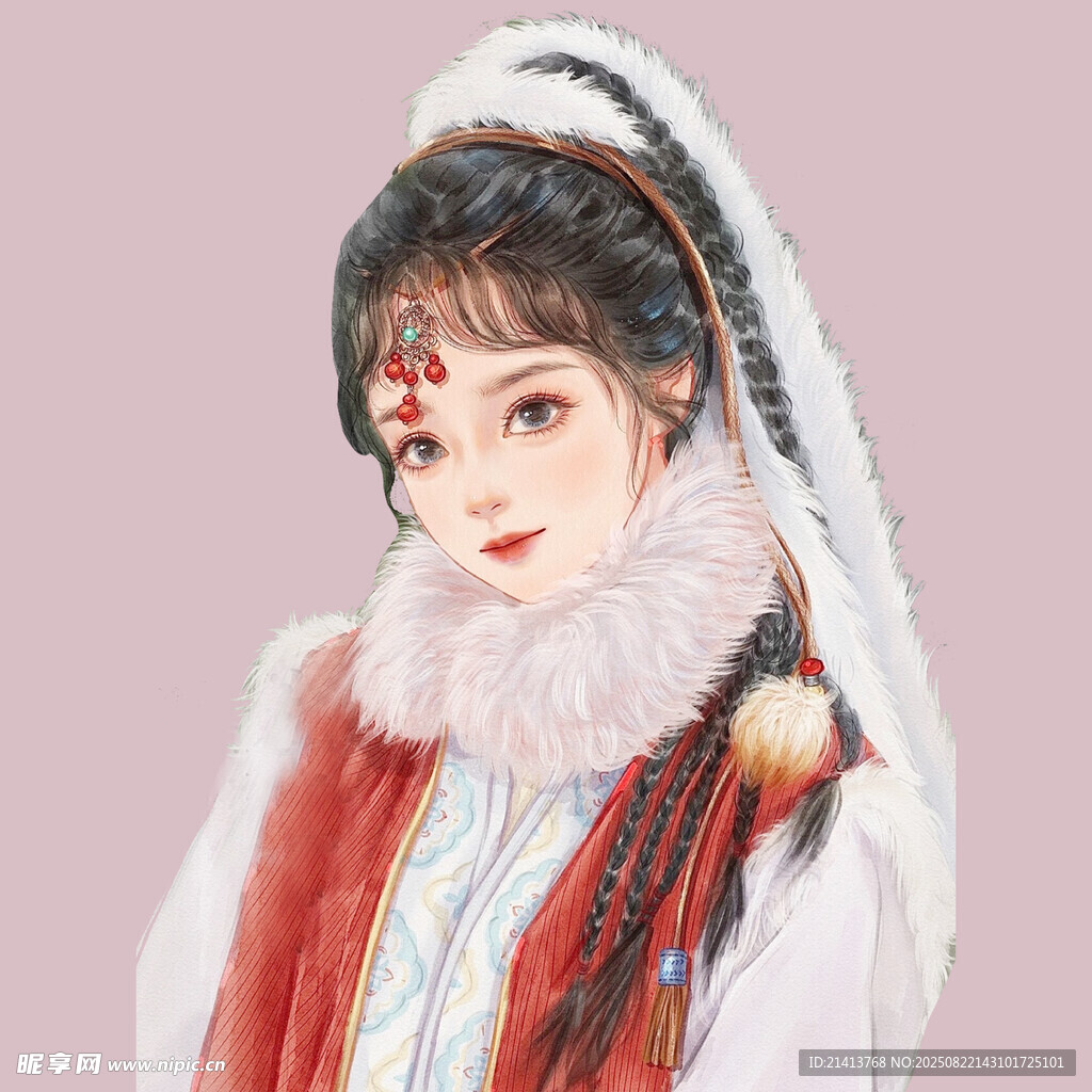 古风少女 头戴精致头饰