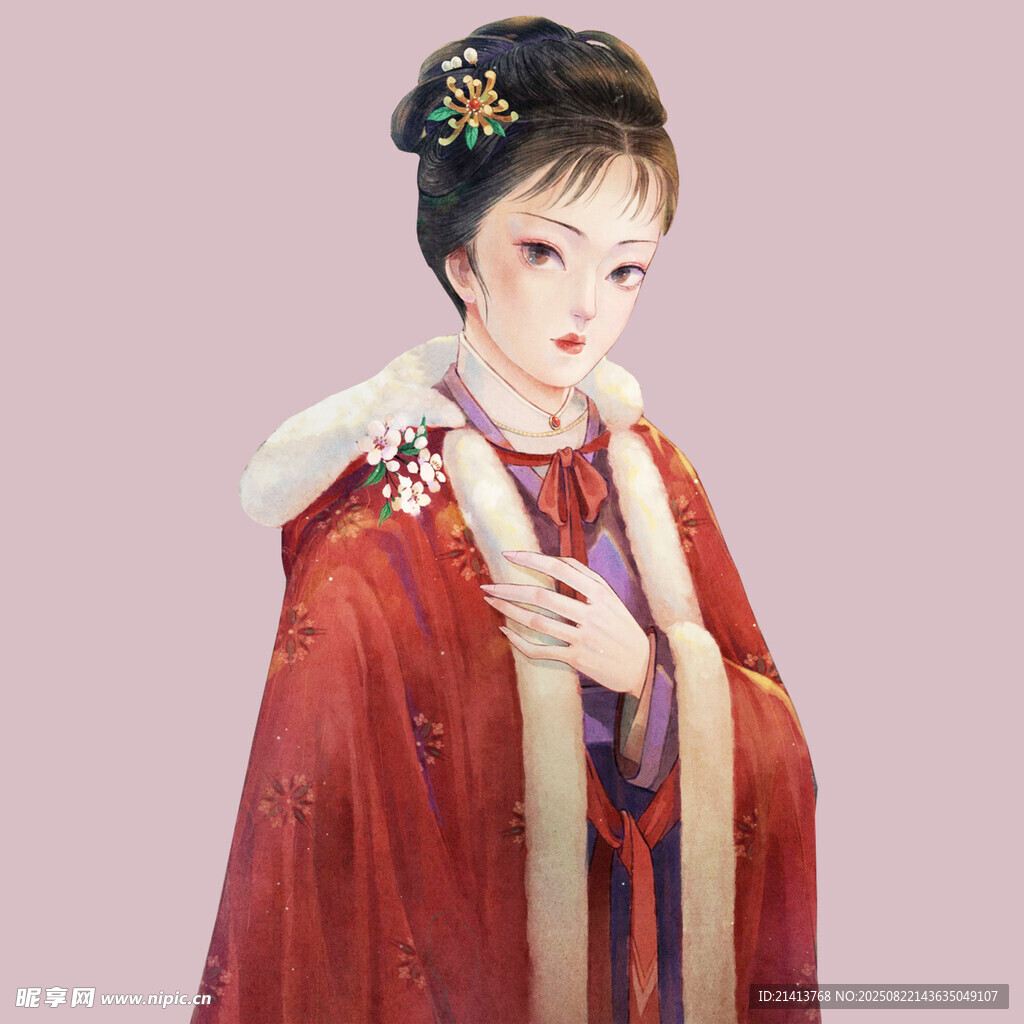 古风红衣女子优雅扮相