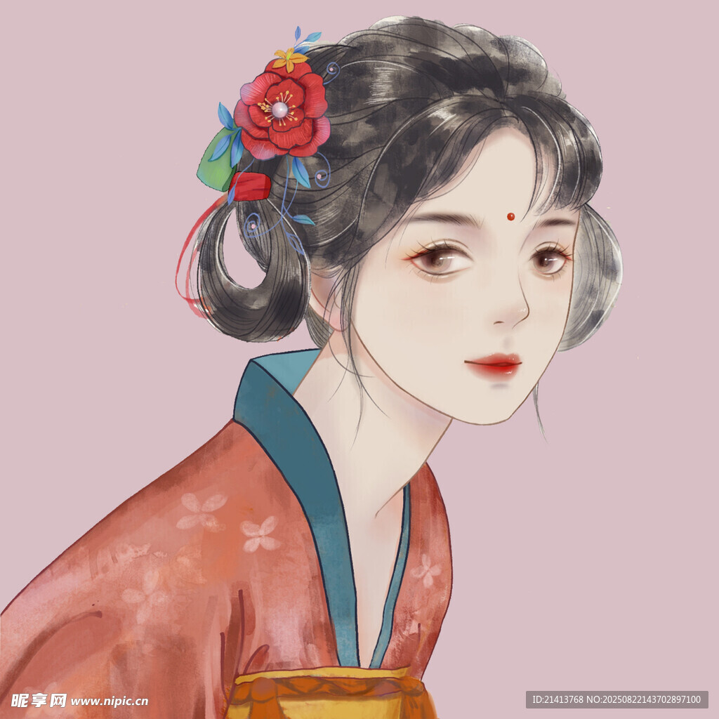 古风汉服女子优雅侧颜