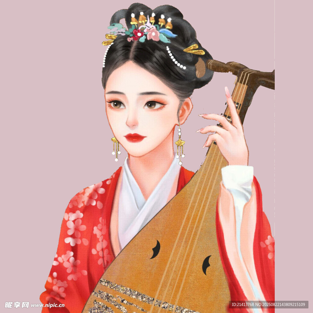 古风女子优雅弹奏琵琶
