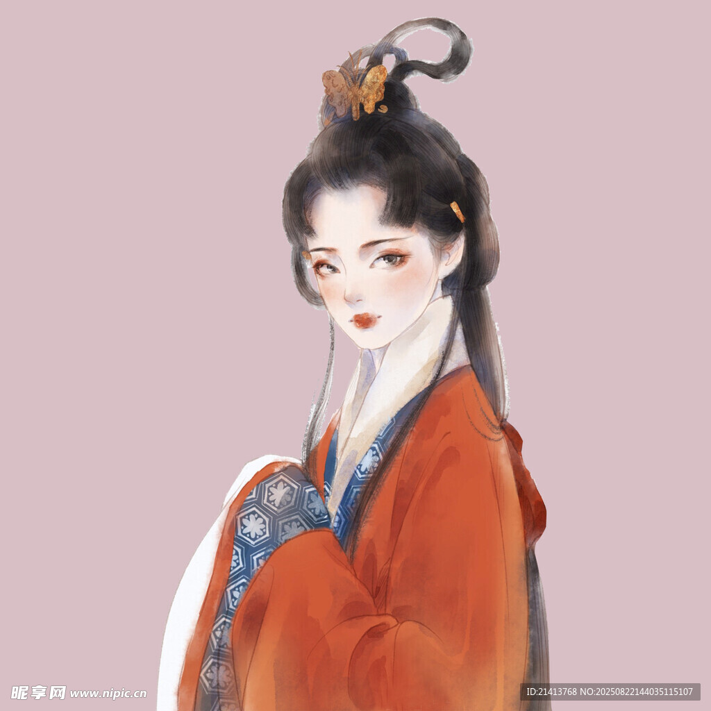 古风红衣女子典雅扮相