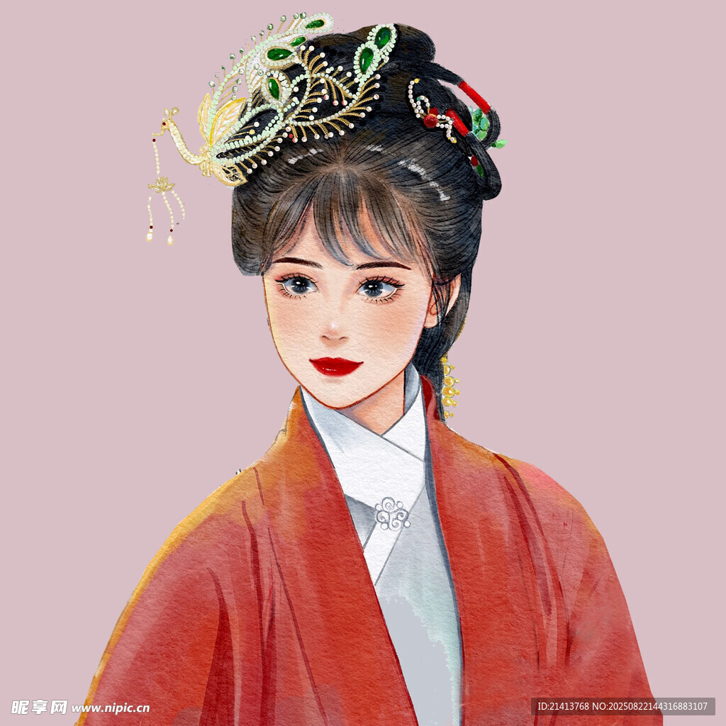 古风红衣女子典雅扮相