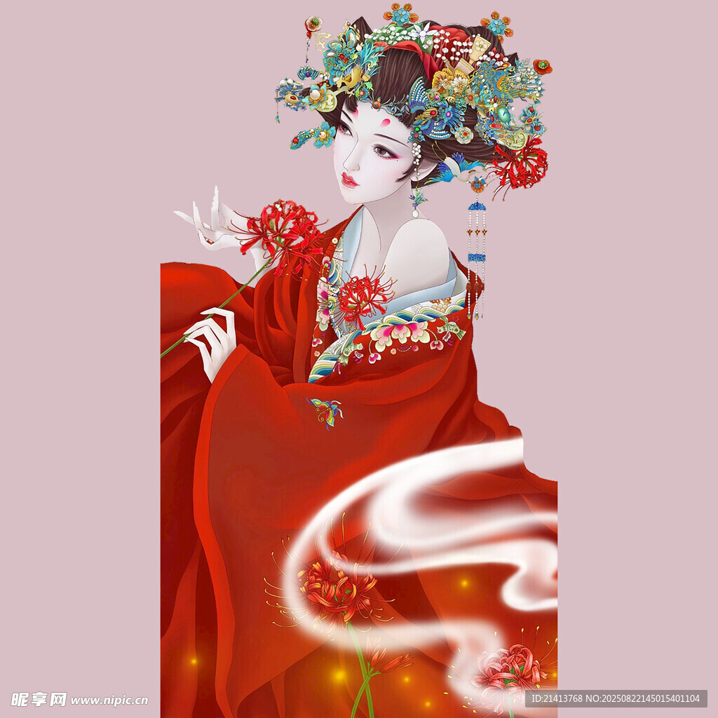 古风红衣戏曲扮相女子