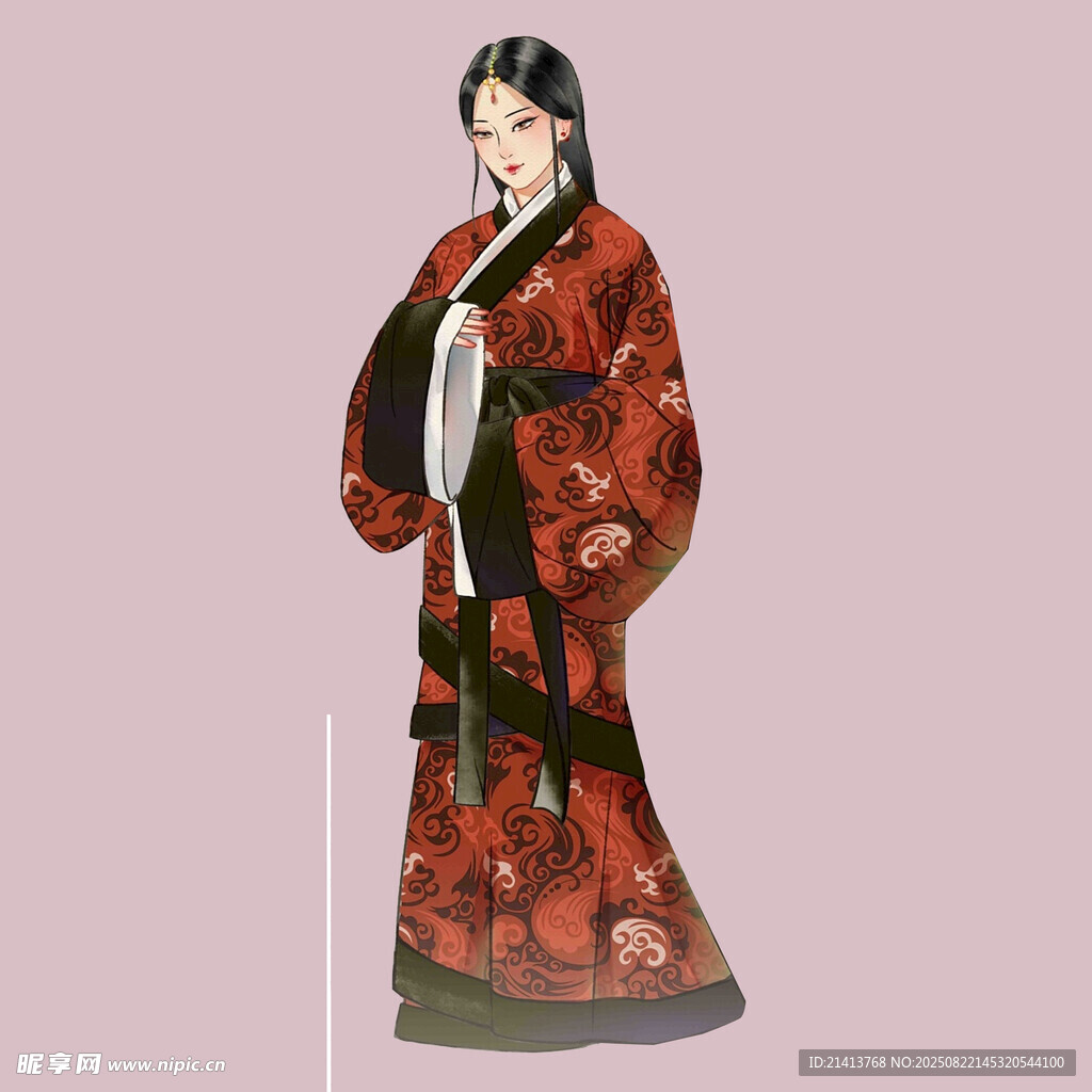古风女子身着华丽传统服饰
