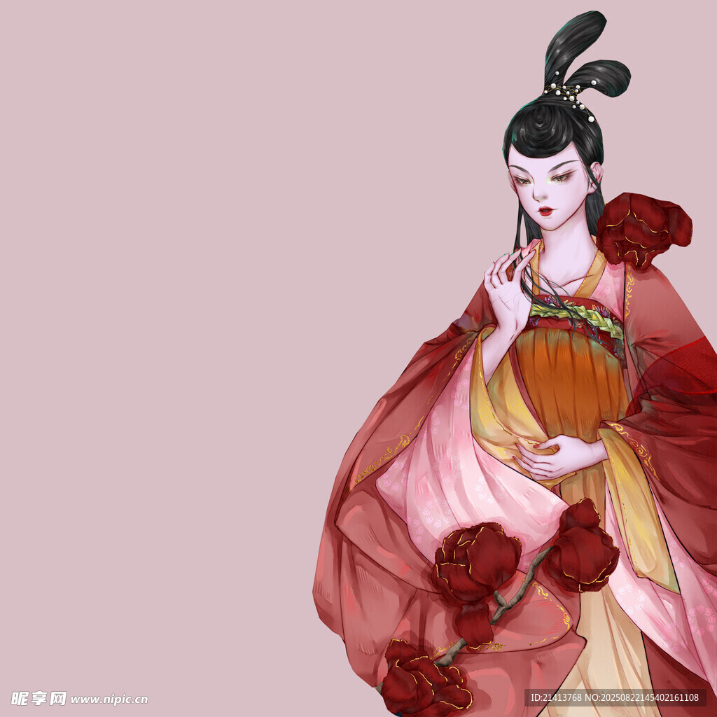 古风持琵琶的优雅女子