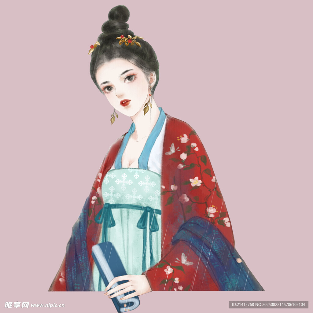 古风汉服女子持书卷