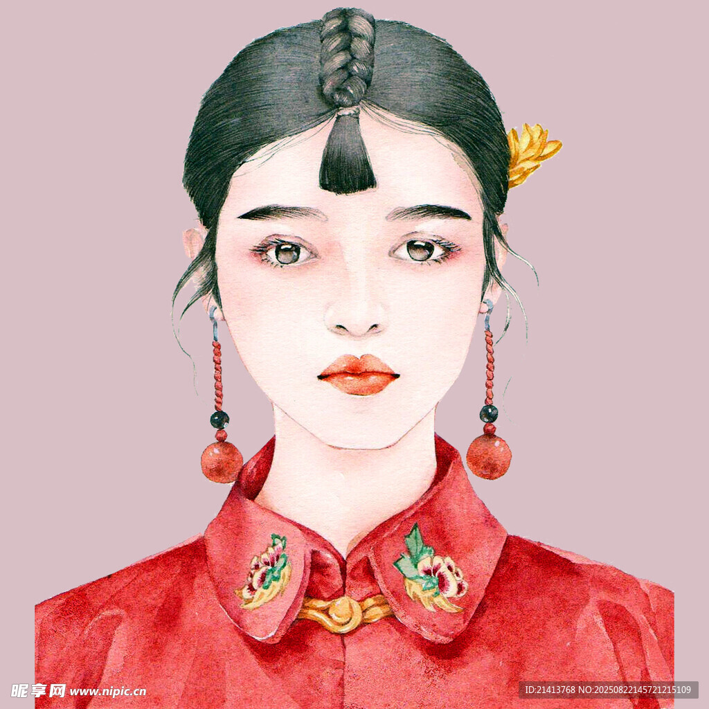 古风红衣女子精致扮相