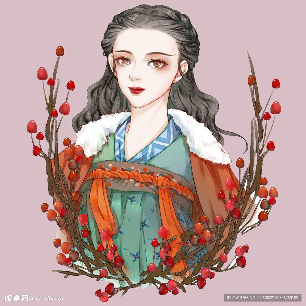 古风美人 红梅环绕