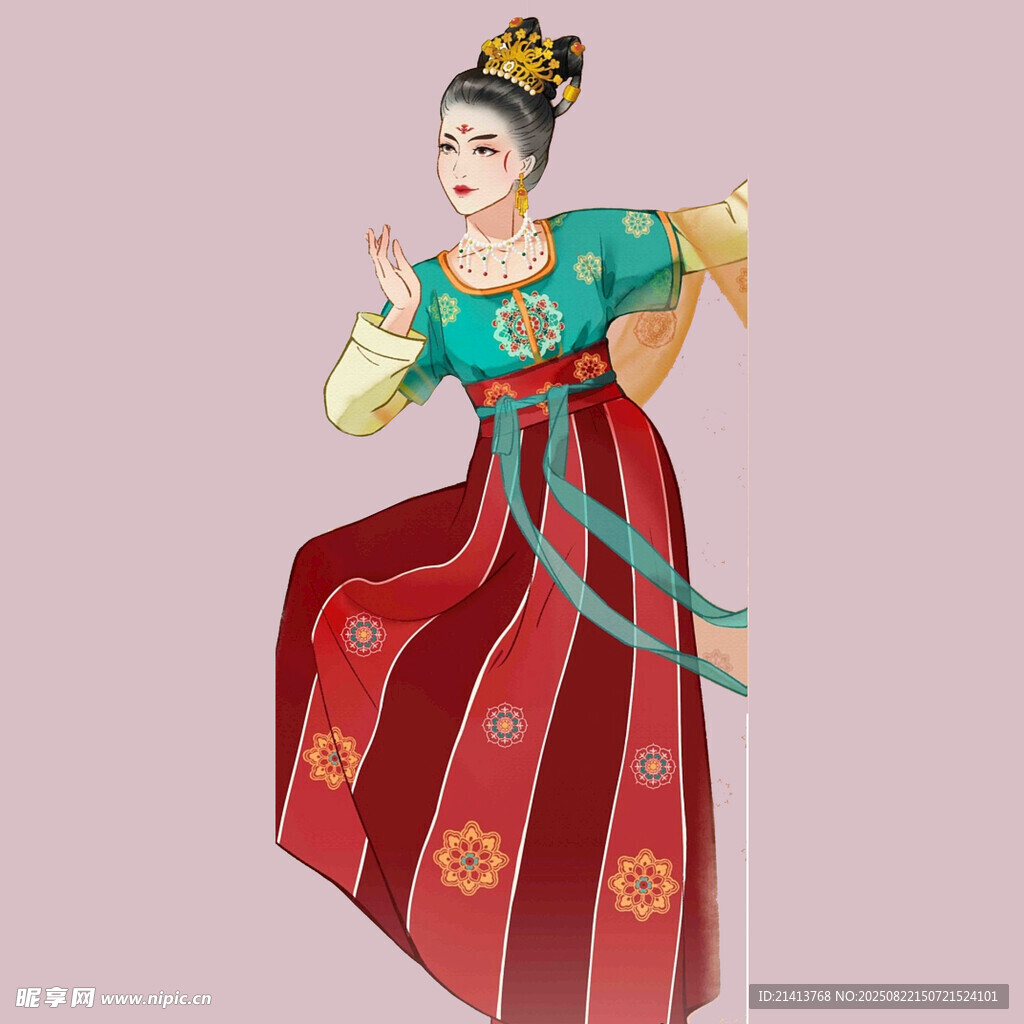 唐代仕女形象插画