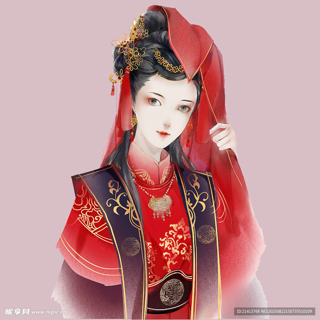 古风红衣新娘绝美扮相