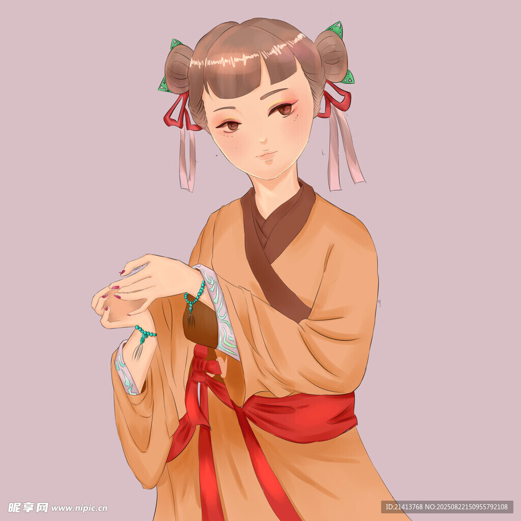古风汉服少女手持物件