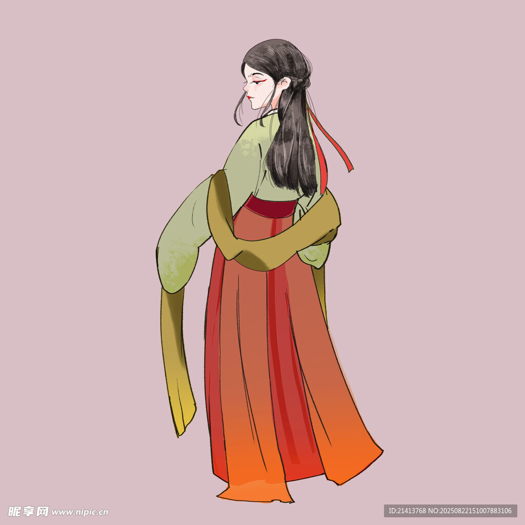 古风女子身着飘逸汉服