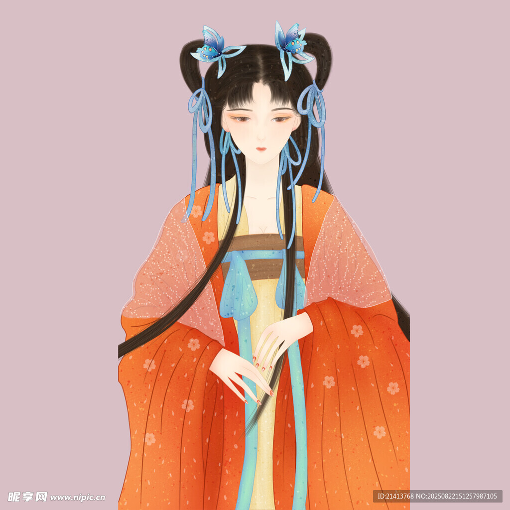 古风汉服少女优雅立姿