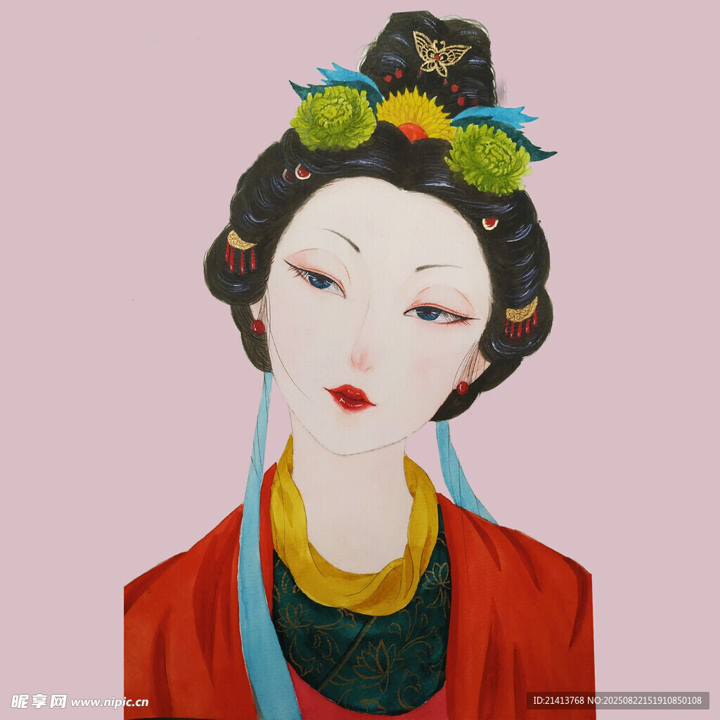 唐代仕女形象插画