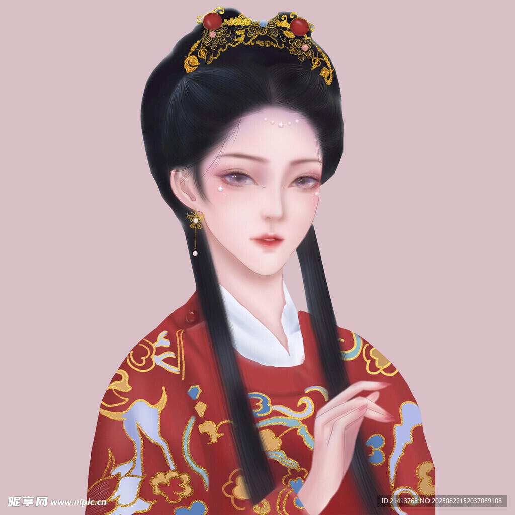 古风红衣典雅女子形象