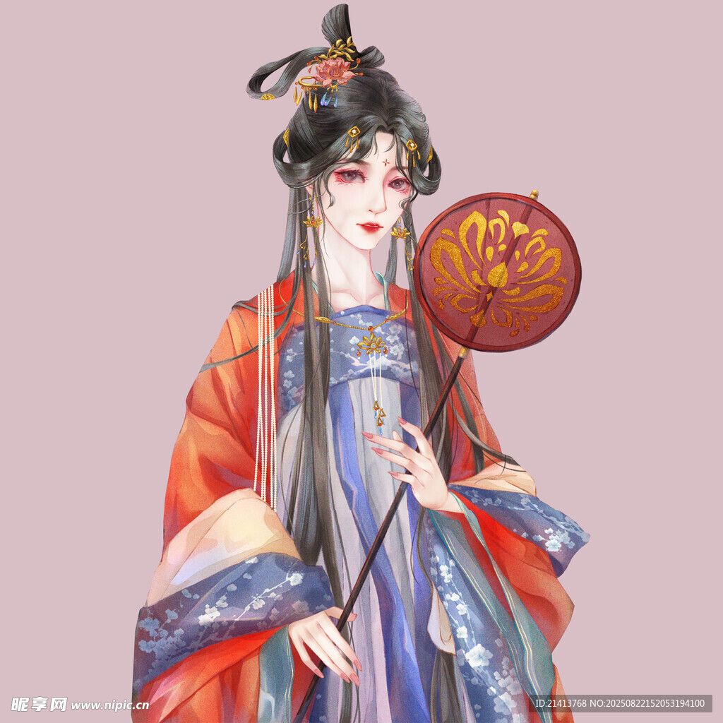 古风持扇古装女子形象