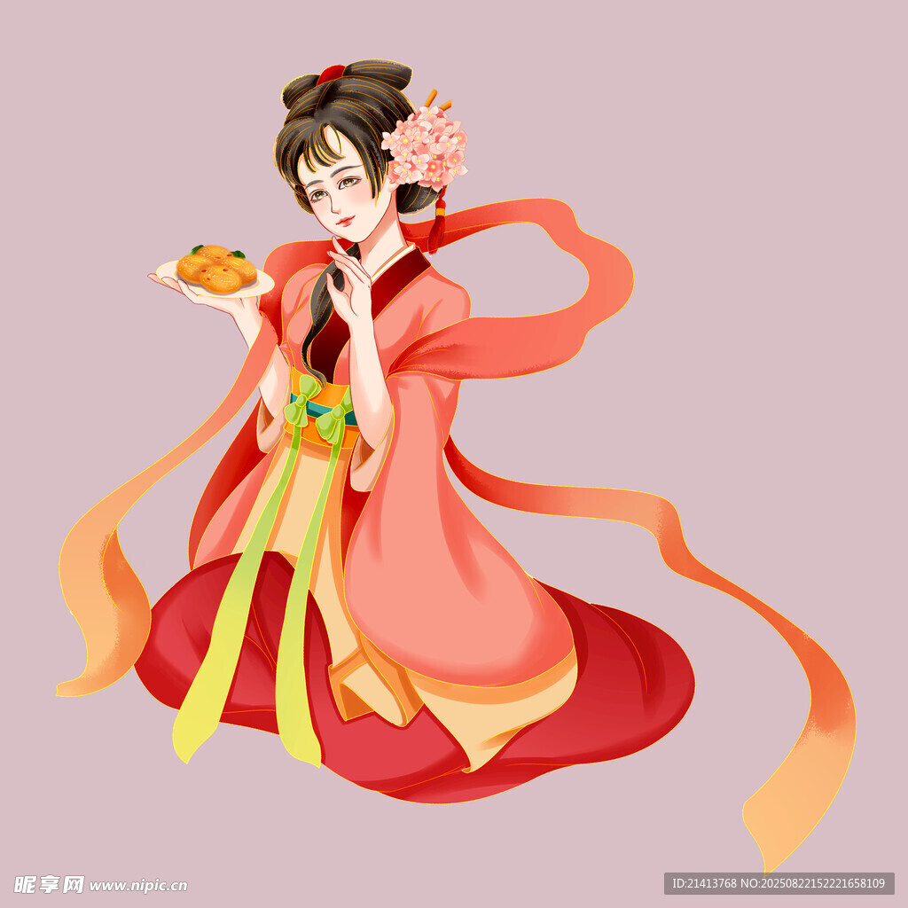 古风持物仕女图
