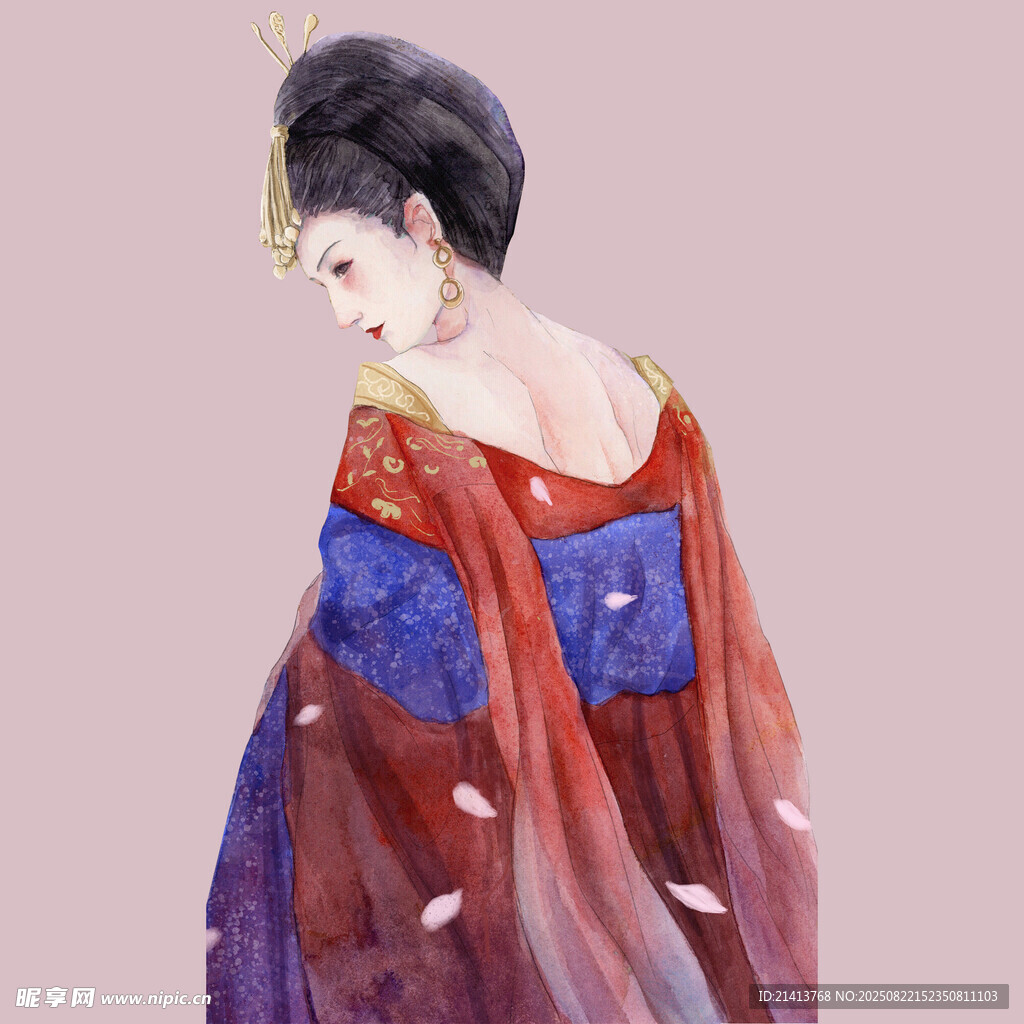古风唐装女子优雅转身