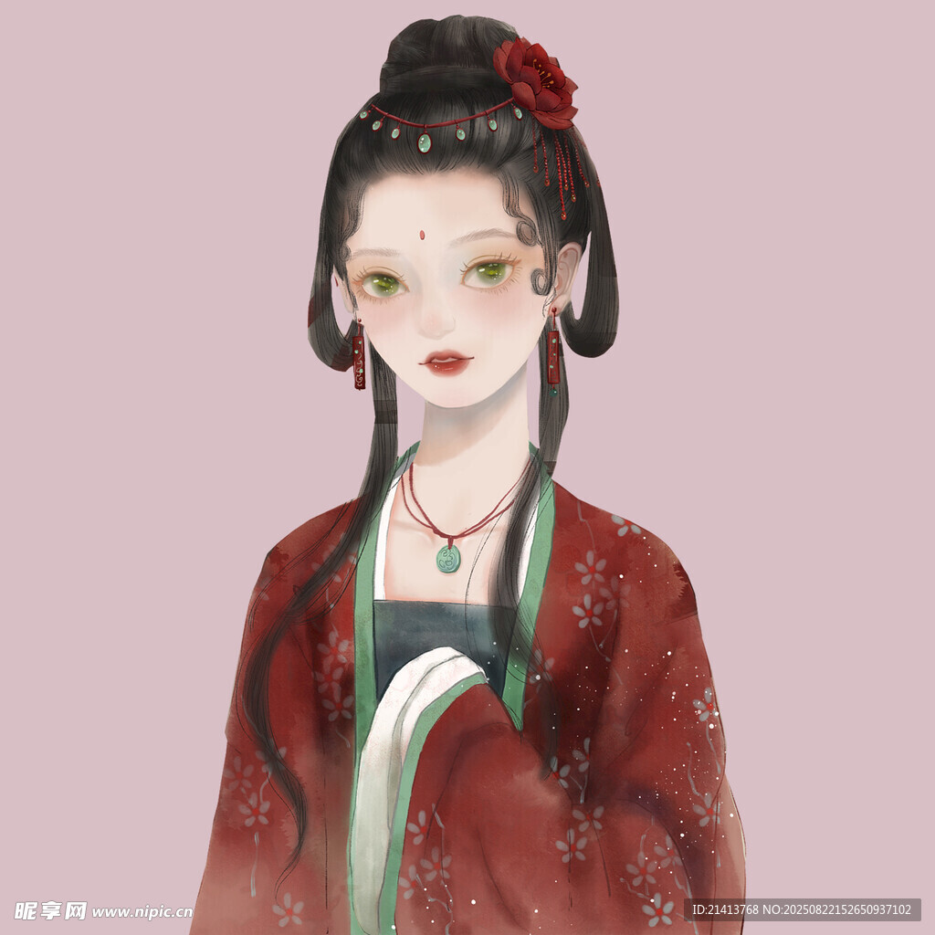 古风红衣女子优雅扮相