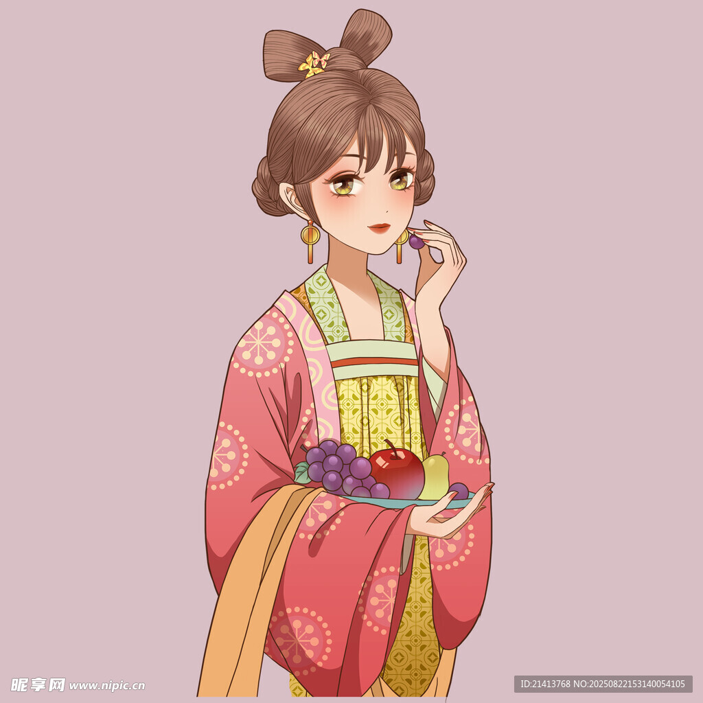 古风仕女端盘图