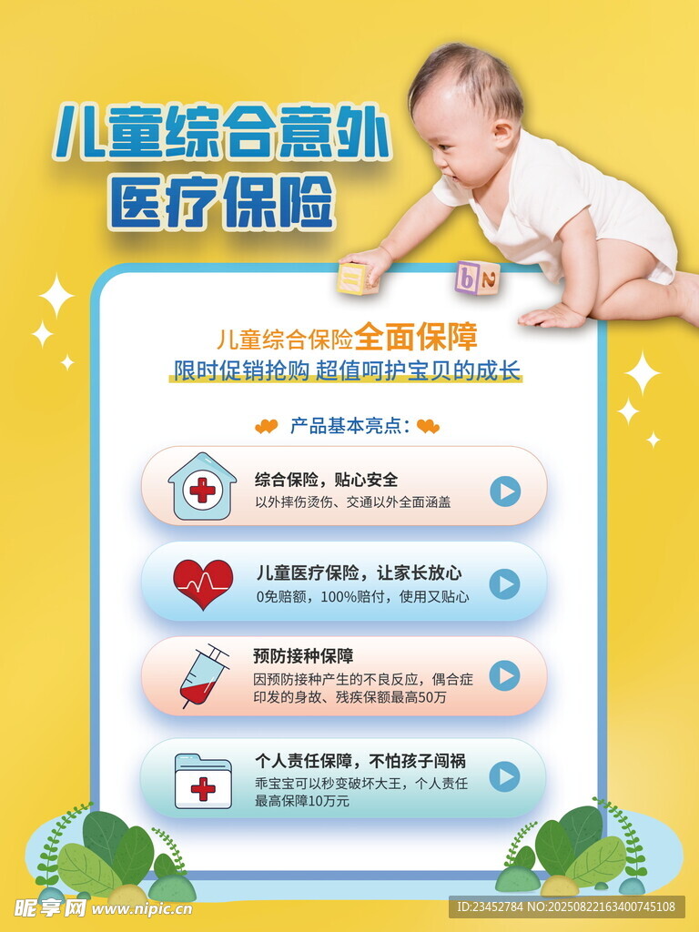 儿童综合医疗保险海报