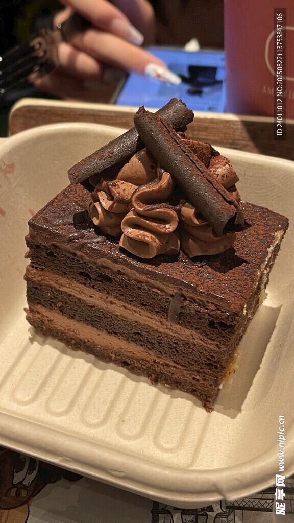 美味巧克力蛋糕精致呈现