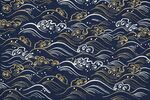 浮世绘风格海浪纹布料图案