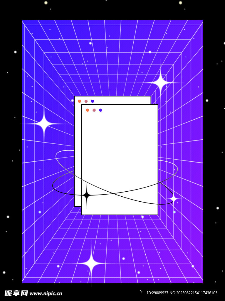 紫色星空背景下的空白纸张