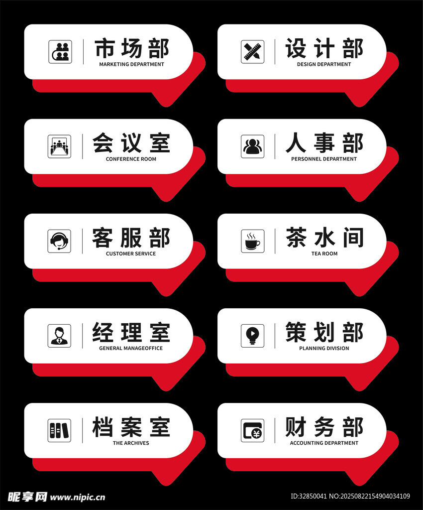 办公职位分类展示板