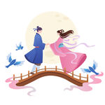 牛郎织女鹊桥相会矢量元素