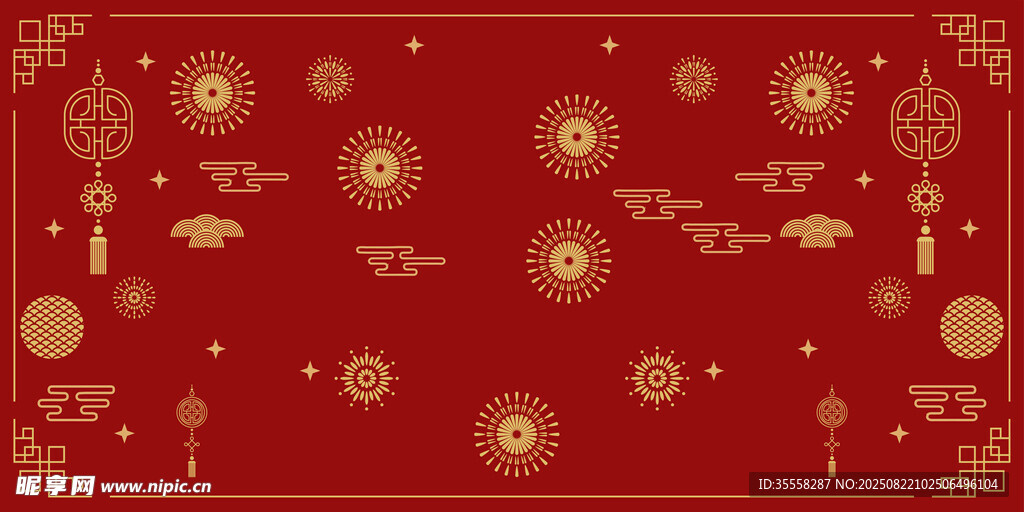红色中式传统花纹