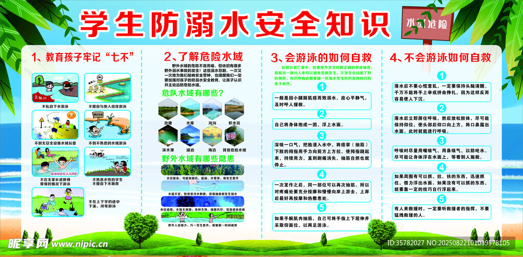学生溺水安全知识宣传海报