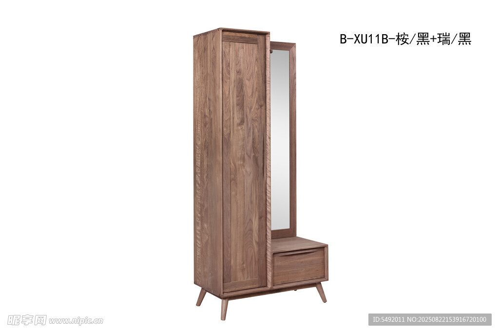 木质单门带镜简约衣柜