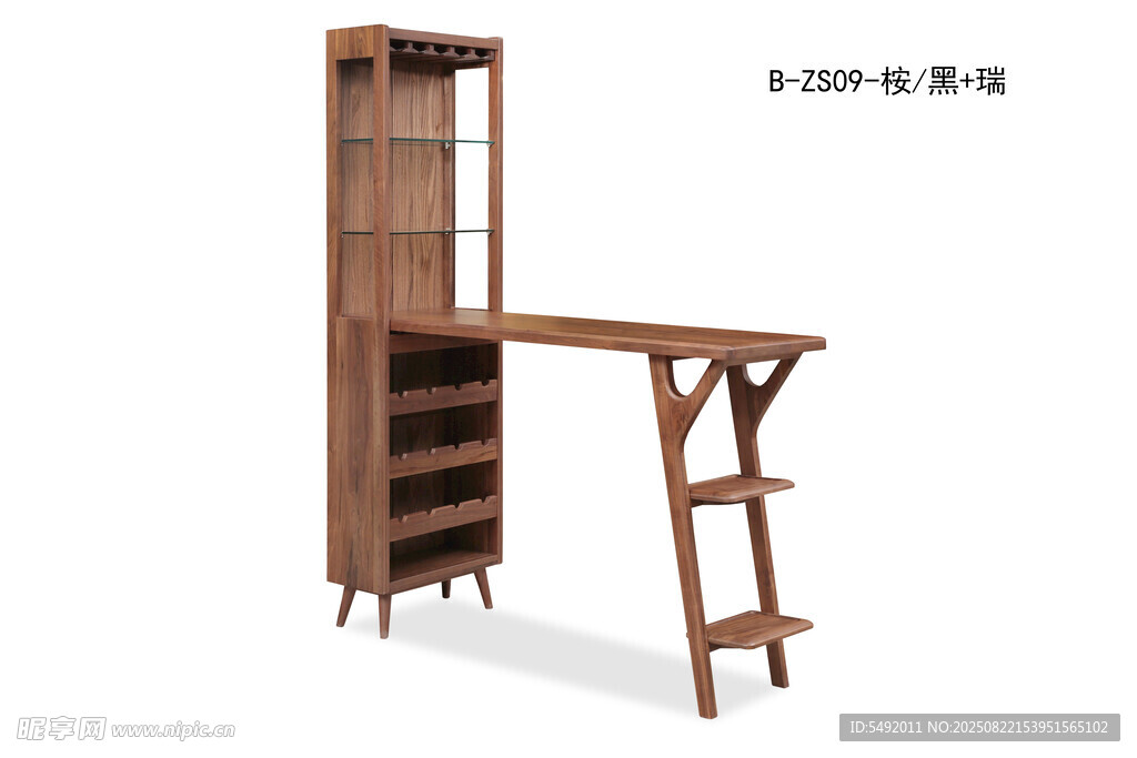 实木书桌书架组合家具