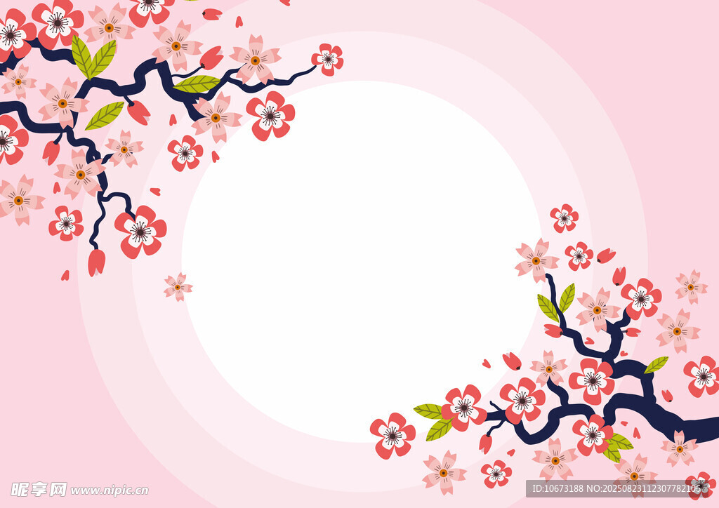 粉色樱花边框背景图