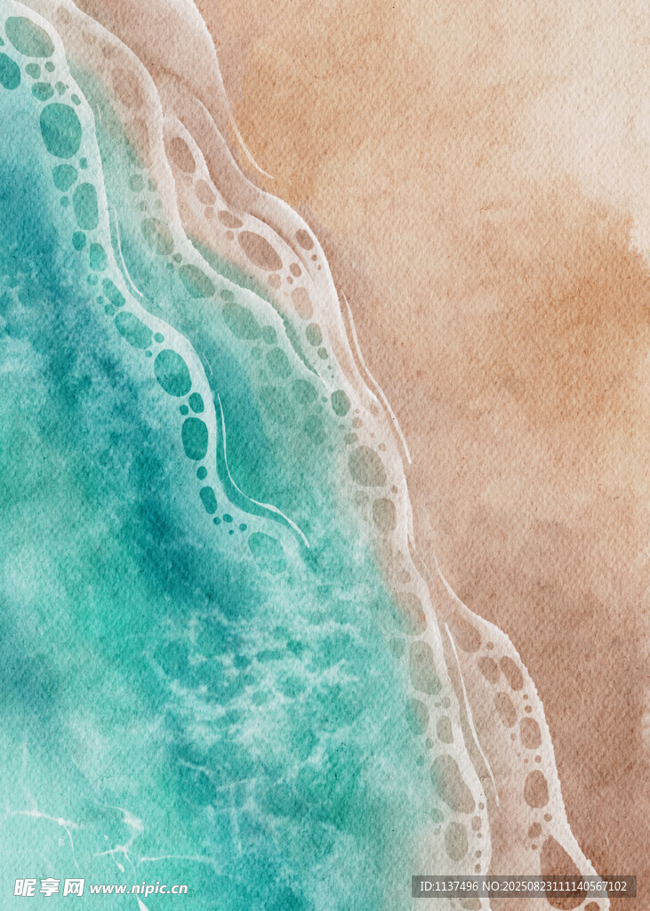 海浪拍打沙滩的美丽景象