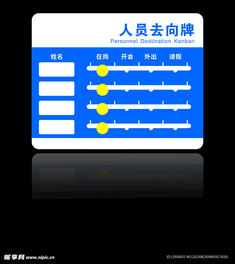 人员去向牌
