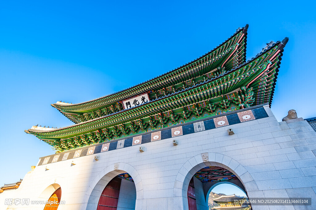 韩国景福宫宫门建筑景观