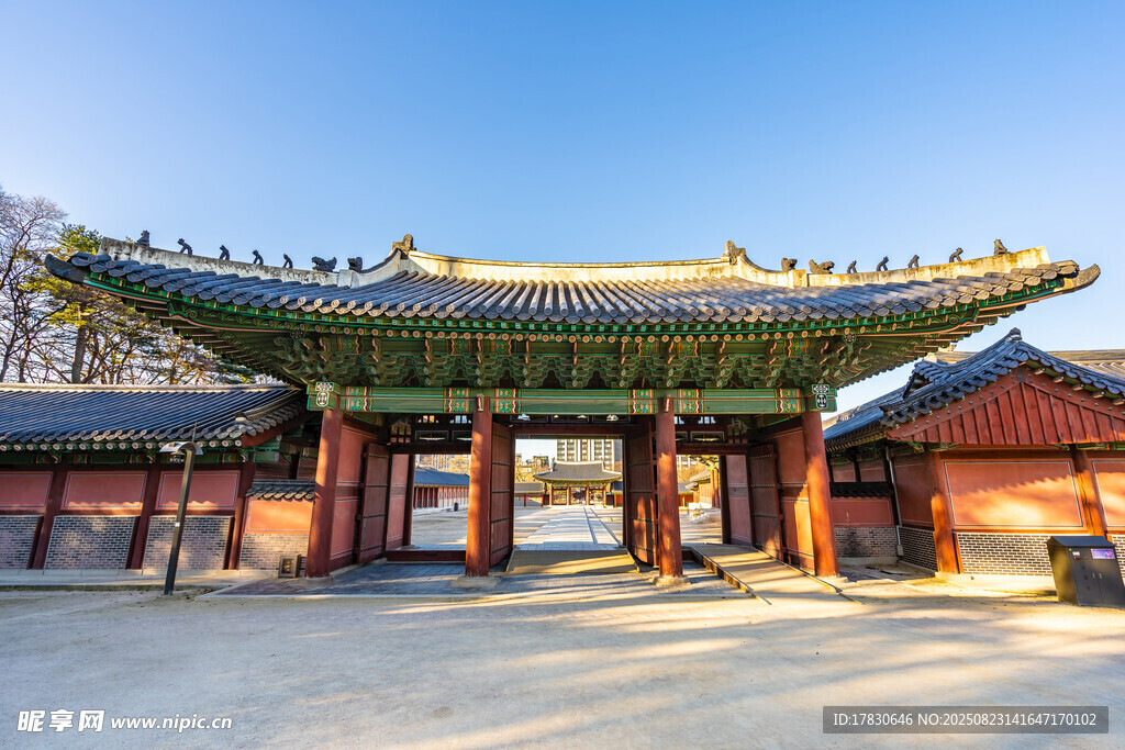 传统韩式古建筑大门