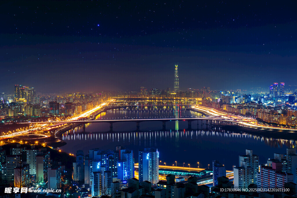 城市璀璨夜景俯瞰图